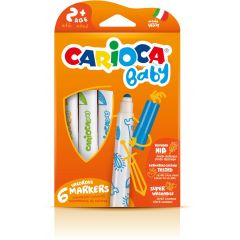 Carioca super lavabila, varf rotunjit special,  6 culori/cutie, CARIOCA Baby 2+