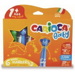 Carioca super lavabila, varf rotunjit special,  6 culori/cutie, CARIOCA Baby Teddy 1+