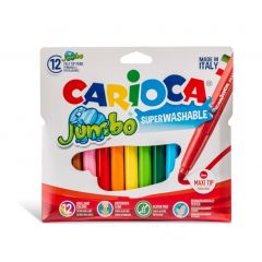 Carioca super lavabila, varf gros - 6mm, 12 culori/cutie, CARIOCA Jumbo