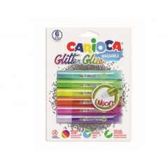 Lipici Glitter, lavabil, 6 culori/blister, CARIOCA Glitter Glue Neon